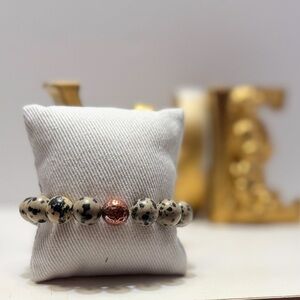 Dalmatian Jasper Bracelet with Rose Gold Accent